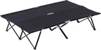 2 Person Folding Camping Cot for Adults, 50" Extra Wide Portable Sleeping Cot with Carry Bag, 300 lbs Capacity Elevated Camping Bed for Outdoor, Beach, Hiking, Black