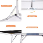 3ft Small Folding Camping Table Portable Lightweight Fold Up Utility Side Tables with Carrying Handle, Outdoor Aluminum Fold in Half Dining Card Table for Picnic Party Events (Black)