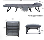 Camping Cot with Mattress, No Assembly Required Heavy Duty Folding Camping Cot for Adults, 550 Lbs Capacity Adjustable Portable Sleeping Bed for Indoor, Outdoor & Patio Use (L''80)