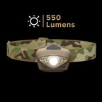 Princeton Tec Vizz Headlamp 550 Lumen Dimmable LED, IPX7 Water Resistance, Essential Outdoor Accessory for Hiking, Backpacking, Camping, Running, and Safety Preparedness, Multicam, Tactical