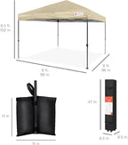 Best Choice Products 8x8ft Pop Up Canopy Tent, Outdoor Shade, 1 Person 1 Minute Set Up, Carry Case, 4 Weight Bags - Sand
