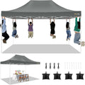 HOTEEL 10x15 Heavy Duty Pop Up Canopy Tent for Parties Event Wedding Commercial Canopy Instant Portable Folding Tent with Roller Bag, Waterproof UV Resistant, Upgraded Thick Hexagonal Legs, Gray