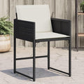 Foldable Patio Chair Set of 4 Black & Cream Rattan Outdoor Dining Chairs 17.1'' Leg Height 15'' Seat Depth Fold-up Camping Chairs for Balcony Garden Terrace