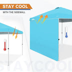 EAGLE PEAK Commercial Canopy 10x10 Pop Up Canopy Tent with 1 Sidewall, Easy Setup Heavy Duty Instant Event Shelter for Vendors & Markets, Outdoor Sun Shade, Light Blue