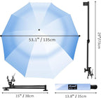 UPF 50+ Beach Umbrella with Adjustable Universal Clamp