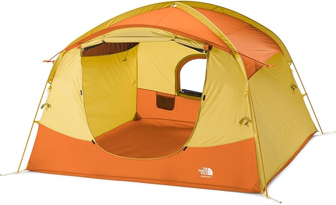 THE NORTH FACE Sequoia 4 Tent - Four-Person Waterproof Camping Tent, Spacious & Easy to Set Up, 2 Zipper Doors, Yellow Silt/Desert Rust, One Size
