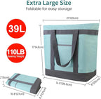 mosago 2PK Reusable Grocery Tote Bags, Insulated Cooler Shopping Bag for Women, Pizza/Food Delivery Bags to Keep Food Hot/Cold for Commercial Food Transport, Cooler Bag for Travel/Picnic, Collapsible
