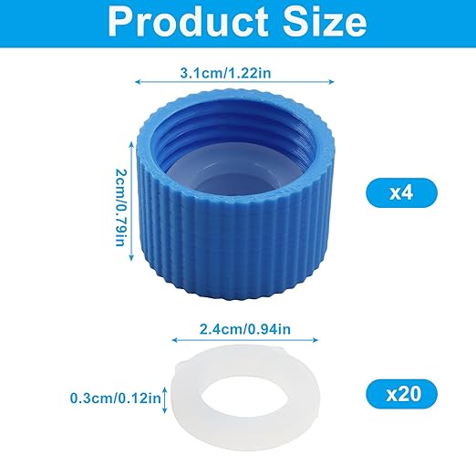 4 Pcs Water Filter Coupling with 20 Pcs Filter Cleaning Gasket with Seal Kit, Compatible 28mm External Threaded Water Filters Standard Plastic Bottles for Hiking/Camping