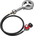 Veralune High Pressure Cast-Iron Propane Burner Head, Round Burner Head with 20 PSIG Adjustable Regulator, Hose & Brass Fittings for Turkey Fryer Burners, Outdoor Cooking, Camping