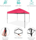 Best Choice Products 8x8ft Pop Up Canopy Tent, Outdoor Shade, 1 Person 1 Minute Set Up, Carry Case, 4 Weight Bags - Hot Pink