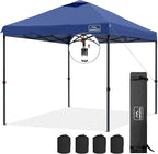 KAMPKEEPER One Person Setup 10x10 Pop up Canopy Tent, Instant Portable Canopy, One Push Outdoor Canopy with 3 Adjustable Heights, Wheeled Carry Bag, Bonus 8 Stakes and 4 Ropes(Navy)