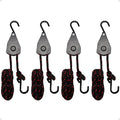 3/8" Retractable Tie Down Rope: 4 Pack of Adjustable Ratchet Hangers - Durable Bushcraft Gear and Hunting Essentials