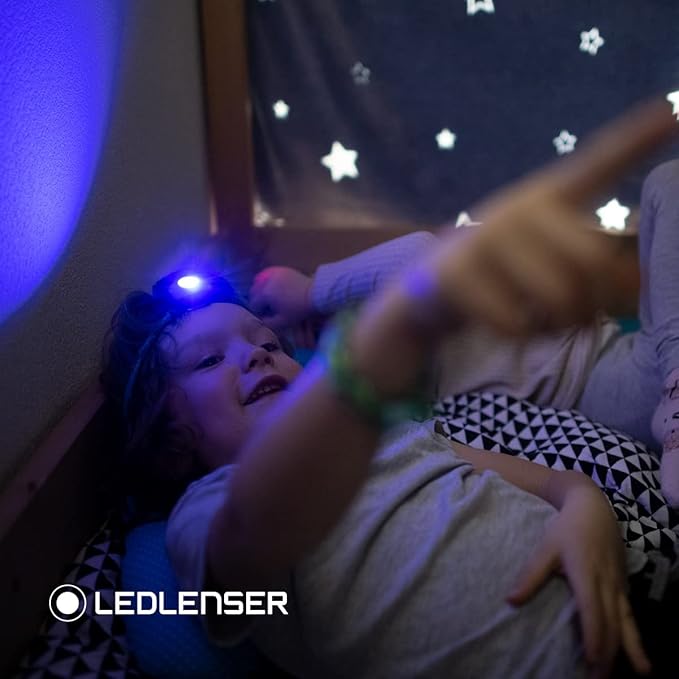 Ledlenser KIDLED4R Green Rechargeable LED Headlamp - Tri-Color Light with Flash Modes for Hiking Gear, Colorful Signal, Reading & Light Toys