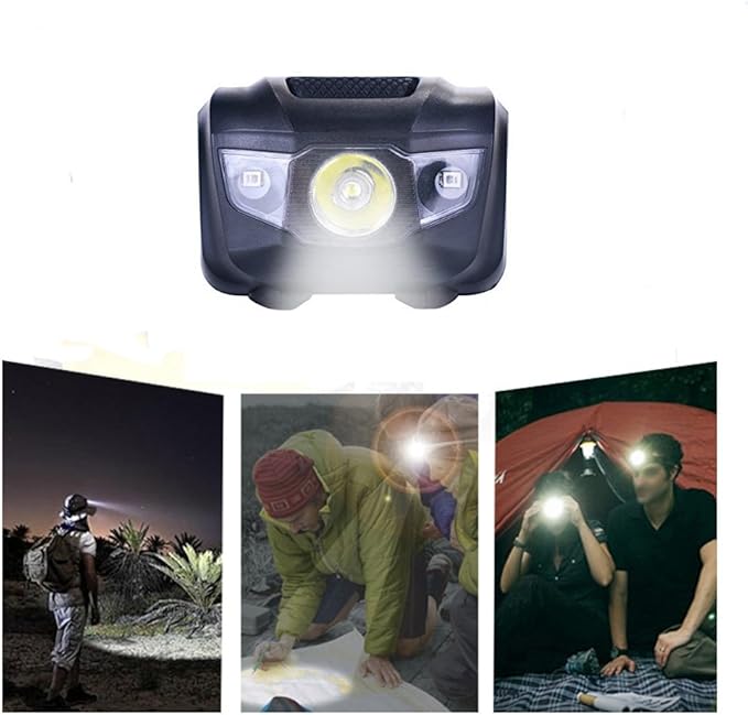 HappyOrange 3-Pack Waterproof LED Headlamp (White and Red Lights), 4 Light Modes Lightweight Headlight for Running, Hiking, Hunting, Fishing, Camping