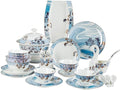 GaRcan Porcelain Square Dinner Plate Sets Ceramic Dinnerware Set 62 Pieces, Bchina Porcelain Dinner Plate Sets,Service for 6, Kitchen Tableware Set