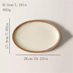Camping Plates Oval Ceramic Dinner Plate Household Salad Plate Ceramic Tableware Restaurant Kitchen Appetizer Plate Dessert Plate Decorative Plate(Medium)