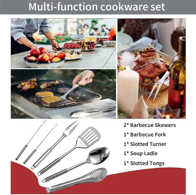 27-Piece Backpack Camping cookware Set, Portable Camping kitchenware Set for Barbecue, Outdoor Cooking, Picnic and Adventure Camping cookware Storage