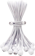 Bungee Cord with Ball 25 Pcs, 10 Inch Bungees Balls Heavy Duty Outdoor Tent Accessories for Camping Tarp, Canopy and Fixings (White)