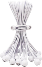 Bungee Cord with Ball 25 Pcs, 10 Inch Bungees Balls Heavy Duty Outdoor Tent Accessories for Camping Tarp, Canopy and Fixings (White)
