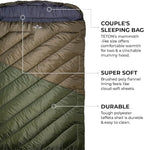 Teton Mammoth Queen Size Double Sleeping Bag- A Warm Bag The Whole Family can Enjoy – Great for Camping, Hunting and Base Camp. Compression Sack Included