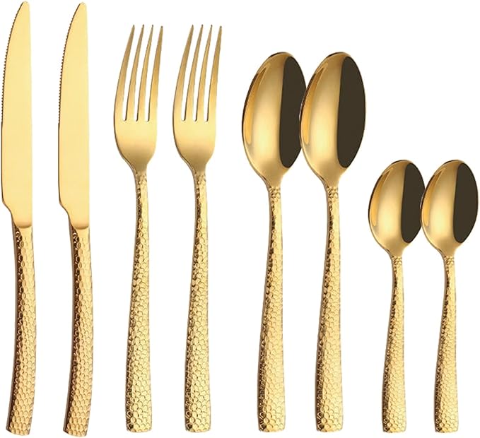 Flatware Sets 4pcs/Set Golden ?Portable Stainless Steel Cutlery Complete of Dining Tableware Kitchen Gadget Sets Dinner Forks Knives Spoon