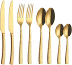 Flatware Sets 4pcs/Set Golden ?Portable Stainless Steel Cutlery Complete of Dining Tableware Kitchen Gadget Sets Dinner Forks Knives Spoon