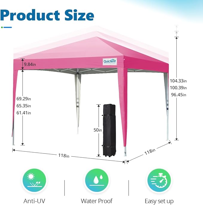 Quictent Easy Pop up Canopy Tent 10'x10' with 4 Detachable Window Sidewalls, One Person Setup, Waterproof Outdoor Portable Vendor Event Tent Shelter Enclosed, Wheeled Bag Included