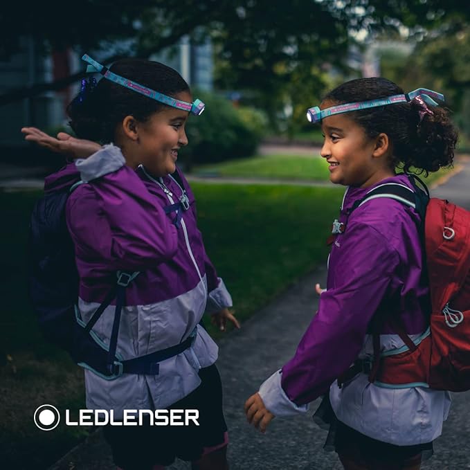 Ledlenser KIDLED4R Green Rechargeable LED Headlamp - Tri-Color Light with Flash Modes for Hiking Gear, Colorful Signal, Reading & Light Toys
