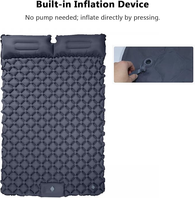 Sleeping Pad, 2 Person Self Inflating Camping Mat, TPU Camping Mattress with Snap Buttons for Couples (Blue)