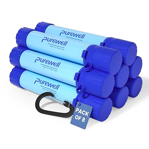 Purewell Outdoor Water Filter Personal Water Filtration Straw Emergency Survival Gear Water Purifier for Camping Hiking Climbing Backpacking