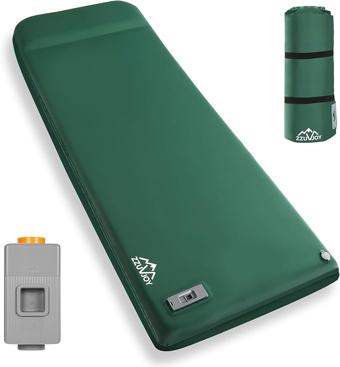 Self Inflating Sleeping Pad with Electric Pump, 3.15" Ultra-Thick Memory Foam Camping Mattress, 4-Season Sleeping Pad with Built-in Pillow for Camping Tent Car Travel