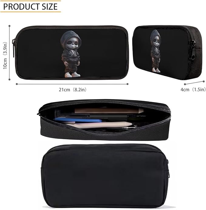Black Skull Backpack for Teen Boys 3 Pieces Cute Lightweight Bookbag for Boys 8-12 17 Inch Large Capacity Teens School Bag and Lunch Kit for Back to School Travel Hiking Rucksack