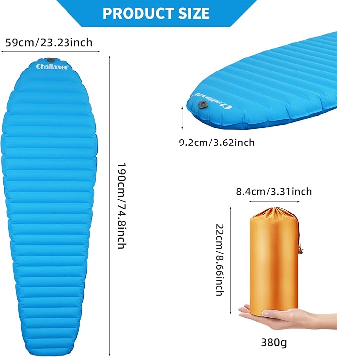Ultralight Sleeping Pad for Camping, 74.8"x23.2" Camping Mat with Pump Sack Inflatable Sleeping Pads Compact for Camping Backpacking Hiking Traveling Tent