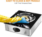 Camplux Propane Stove with Auto Ignition, Single Burner Propane Stoves 9,500 BTU, Tempered Glass Gas Cooktop
