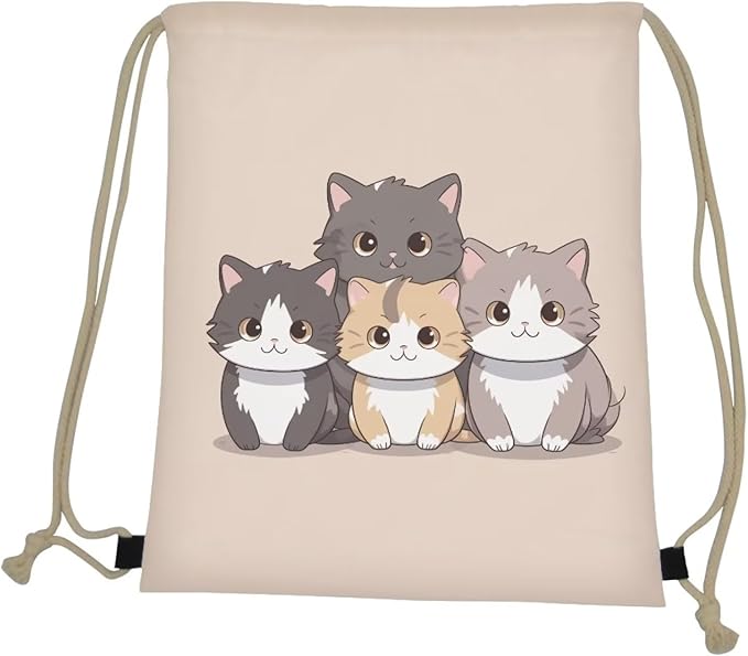 Upetstory Cute Cat Drawstring Backpack Sports Gymsac Drawstring Bag Gym Sack Daily Rucksack String Cinch Sackpack Lightweight Storage Pouch for Travel Hiking Swimming