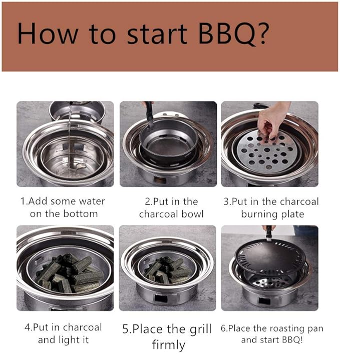 Multifunctional Charcoal Barbecue Grill, Household Korean BBQ Grill, Portable Camping Grill Stove, Tabletop Smoker Grill