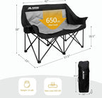 2 Person Camping Chair Oversized Loveseat Camping Chair Double Camping Chairs for Adults Heavy Duty Camping Couch Black Outdoor Folding Chair Portable Patio Lawn Chair