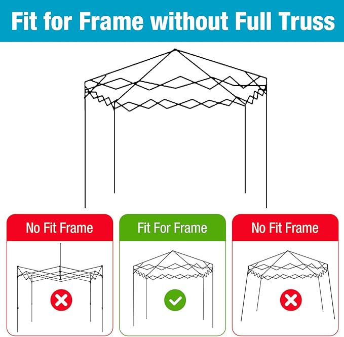 6.6x6.6 Canopy Replacement Top Cover with Air Vents for ez up Pop up Canopy Gazebo Tent, with Adjustable Strap, Waterproof & Anti-UV for Outdoor Shade (Frame Not Included) (Beige)