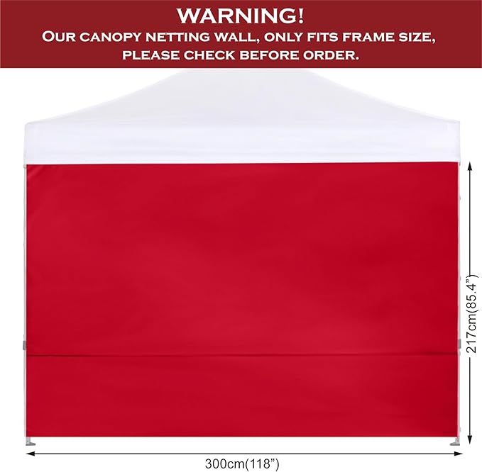 COOSHADE Instant Canopy SunWall 10x10 Canopy SideWall for Pop up Canopy Tent, 1 Pack Sidewall Only, Red