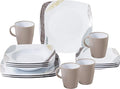 BRUNNER Camping Tableware Set (Set of 16) for 4 People - Melamine Set Khadì - Made of High Quality Melamine, Non-Slip and Durable