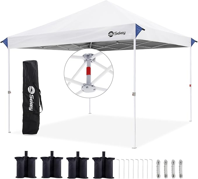 Sekey 10x10 Pop Up Canopy with One Push Setup-Easy Up Canopy with 99% UV Blocking - Instant Outdoor Sun Shade for Events, Parties, Camping- Commercial Gazebo with Weight Bags,Wind Proof&Waterproof