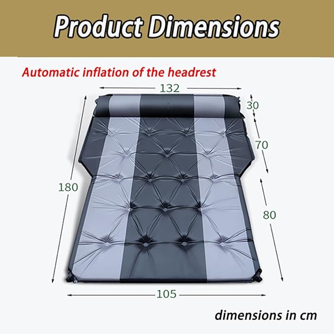 Self-Inflating Car Air Mattress for Toyota 4Runner 2010-2025 SUV 5-Seater, 5cm Thick Portable Foldable Double/Single Bed for Camping Travel,Polyester Fabric BlueGray