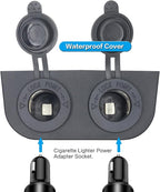 12-24 V Multi-functional Dual Hole Tent Socket Dual Cigarette Lighter Splitter Power Socket Female Power Outlet Adapter Waterproof Socket Combination for Portable Auto Electronic Devices