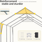 ADVANCE OUTDOOR 12x20 ft Heavy Duty Carport Potable Car Canopy Garage Party Tent Boat Shelter, Adjustable Height from 9.5 ft to 11 ft, Beige