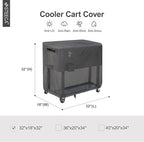 Waterproof Cooler Cart Cover Fits 65-80 Quart Patio Party Ice Chest Rolling Cooler, 32L x 18W x 32H inch, Black