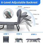 6 Angle Adjustable Folding Cot Bed Chaise Lounge Chair Heavy Duty Portable with Mattress and Pillow for Camping Office Nap Patio Indoor Home Comfortable Lay Flat Reclining Foldable(70IN)