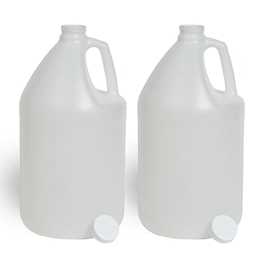 FastRack 2-Pack 1 Gallon Water Bottle Plastic Jug Container with Lid | White Food Grade Gallon Water Jug, BPA-Free, Leak-Proof Pitcher With Lid Fermentation, Brewing, Storage & More
