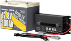 Power Queen Bluetooth 12V 100Ah LiFePO4 Battery with 14.6V40A LiFePO4 Battery Charger, Group 24 Deep Cycle Battery, 100A BMS with Low-Temp Cut-Off Protection for RV, Trolling Motors, Solar System