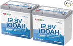 Redodo 12V 100Ah Ultra-Mini RV LiFePO4 Battery, Bluetooth Lithium Battery with Low Temp Protection, Group 22NF Size & 4000+ Deep Cycles, 100A BMS for RV Camping Trolling Motor Off Grid Use 2 PACK