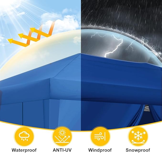 COBIZI 10x30 Pop Up Canopy Tent with 5 Sidewalls Party Tents for Parties Wedding Backyard Waterproof Outdoor Commercial Canopy Event with Sandbags, Blue